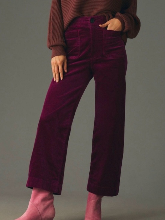 Anthropologie Pants - Anthropologie Colette High-Rise Wide Leg Velvet Pants in Deep Plum